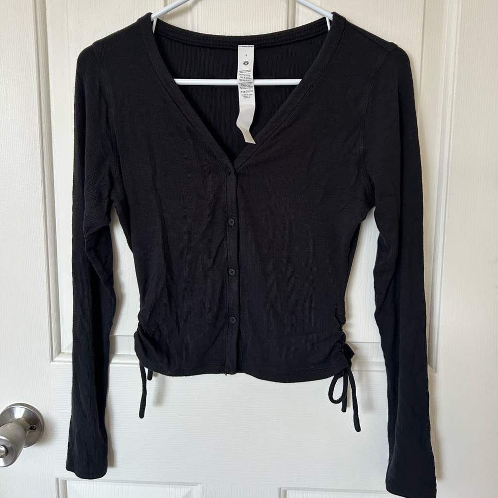 lululemon Black Button-Down cropped top
